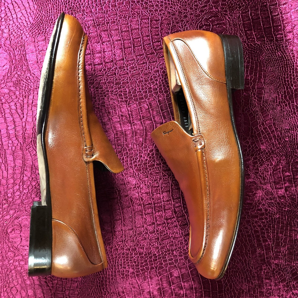 $960 Mens Vicuña Brown Ferragamo Leather Loafers Sz 10.5 D  display picture 2