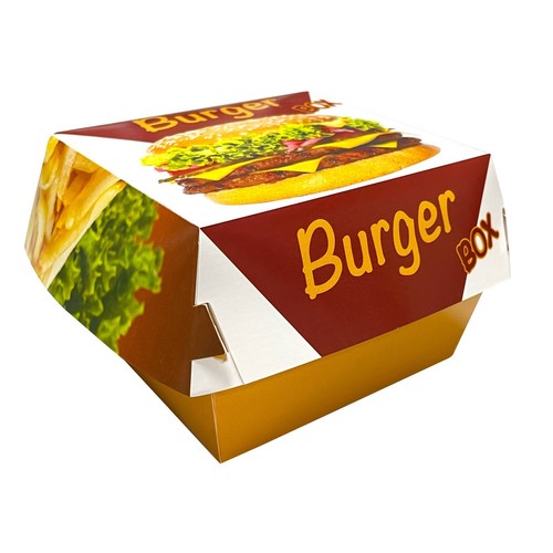 Takeaway Burger Box Recyclable Containers Kraft Card Food Boxes With Hinged Lid - Picture 12 of 16