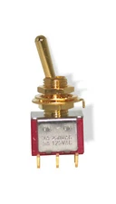 Switch Mini Toggle ON ON Gold with Gold Knob 081391GD