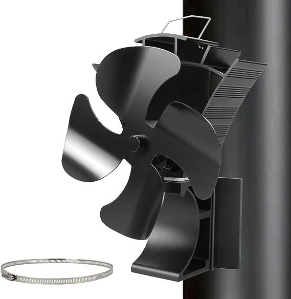 VODA 3-in-1 Wood Stove Fanl New Designed 4 Blades Heat Powered Fan on  chimney | eBay