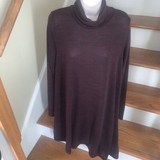 BELLAMIE Heathered Wine Sweater Swing Dress Turtleneck Collar Size  XL 💗164