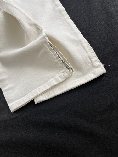 Lauren Jeans Co 12P Ivory Denim Jeans Green Label Ankle Zip Classic Straight - Picture 8 of 11