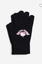 Kids Hello Kitty Printed Motif Black Gloves