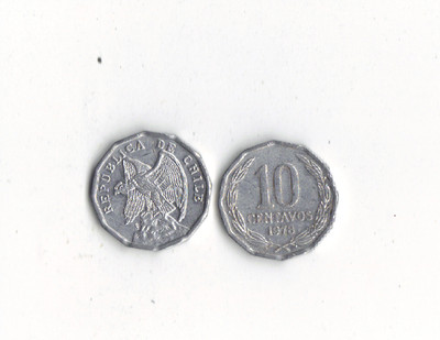 WORLD FOREIGN COINS * CHILE * 10 centavos 1978 * 12- sided *CONDOR*Lot Oc21*UNC*