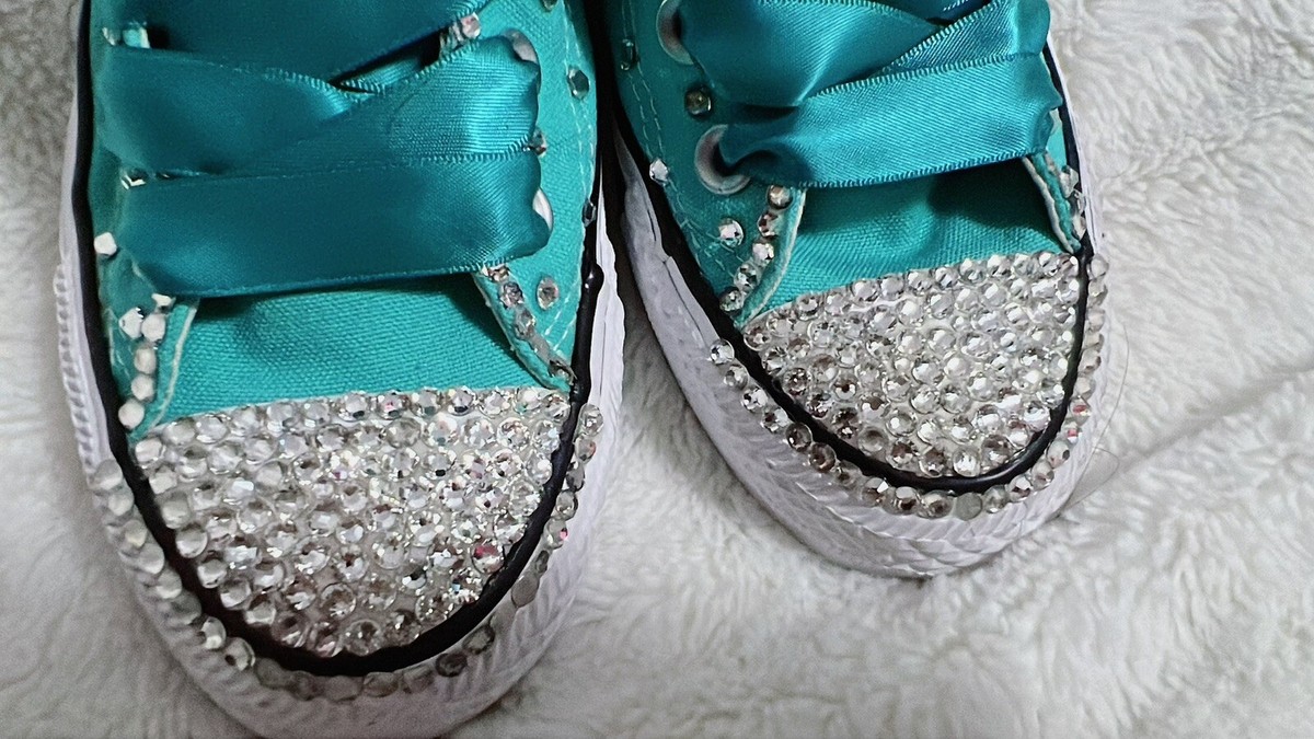 Converse All Star Shoes womens mens With Rhinestones Green