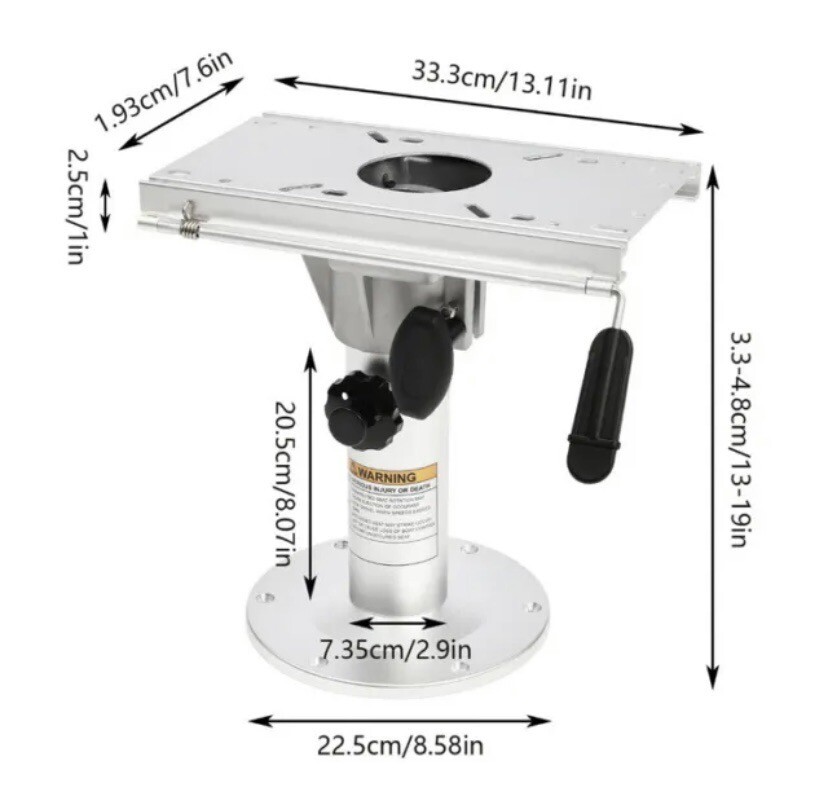 ONHI 360° Swivel Adjustable 1319” Heavy Duty Aluminum Slide Boat Seat