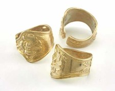 Flower Spoon Ring Adjustable Raw brass 18.5mm 8.5US inner size 2754