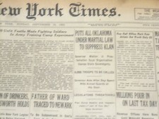 1923 SEP 16 NEW YORK TIMES - OKLAHOMA BAJO LEY MARCIAL PARA SUPRIMIR KLAN - NT 9363