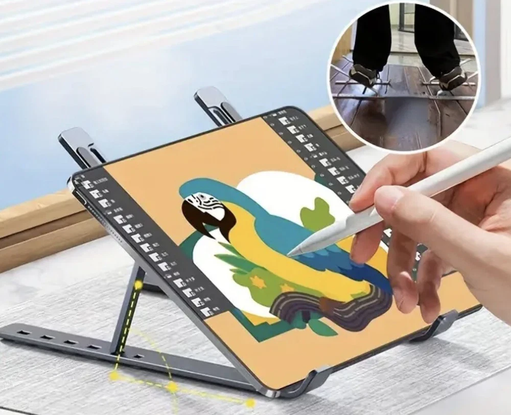 Laptop Stand for Desk Adjustable Laptop Riser ABS+Silicone Foldable Portable ...