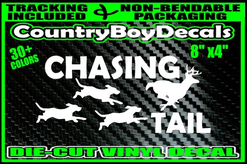 CHASING TAIL Dogs Running Deer VINYL DECAL STICKER Diesel Truck Car ...