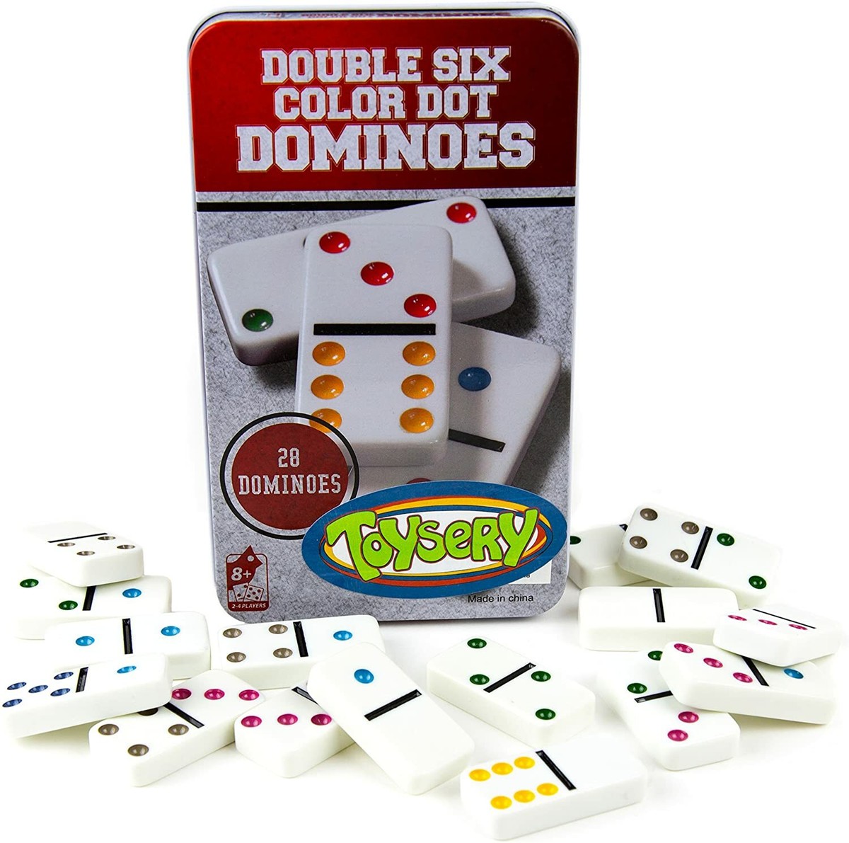 Double Color Dot Dominoes Game Set White Dominoes 28 Piece Set