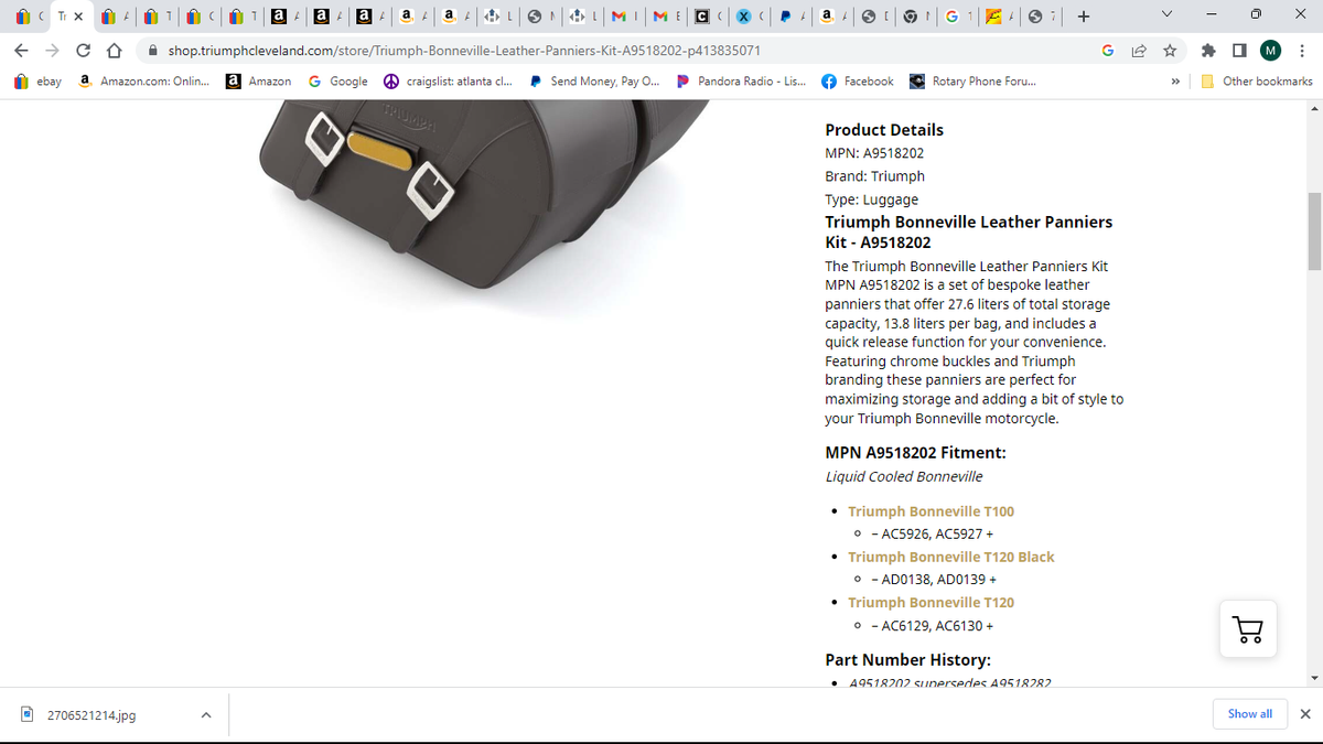 Triumph Bonneville Leather Panniers Kit Side Saddlebag T100 T120