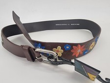 Womens No Boundaries Brown Floral Embroidered Belt Faux Leather Size XL