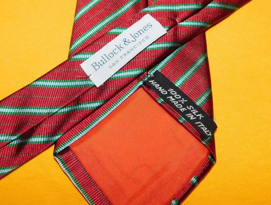 CORBATA A RAYAS BULLOCK & JONES HECHA EN ITALIA ROJO/VERDE/AZUL - CORBATAS - CORBATAS DE DISEÑADOR. Foto 3 de 3