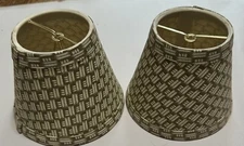  Mini Small Lamp Shades Set of 2 Faux Rattan Printed 