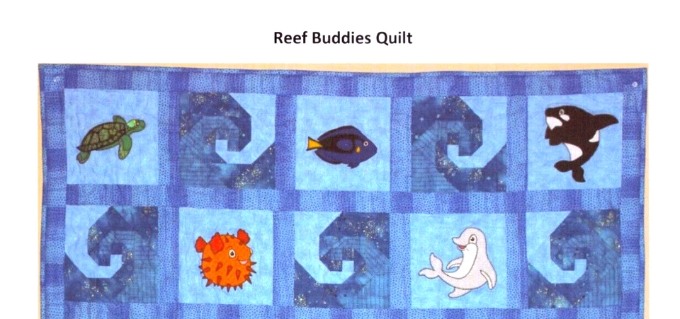 REEF BUDDIES QUILT ~ Ms P Designs ~ Applique Pattern~ 44 x 44"~ Turtle-Sting Ray - Image 2 of 4