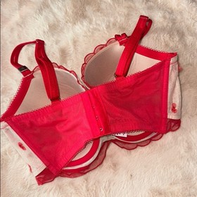 VICTORIA'S VICTORIA SECRET DREAM ANGELS LINED DEMI BRA 34DDD BEIGE NUDE RED