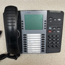 Mitel 8568 Business Office Desk Phone Black Display Corded Telephone With Mount