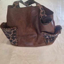 Deluxe Handbag Vegan Leather Animal Print Women's Purse Brown Tan Black Leapord