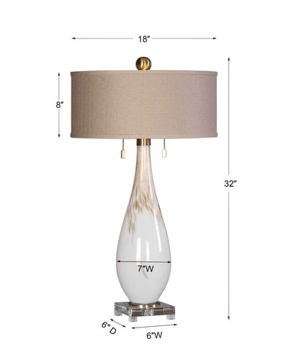 UTTERMOST 27201 CARDONI GLOSS WHITE GLASS TABLE LAMP WITH METALLIC GOLDEN BRONZE - Picture 3 of 5