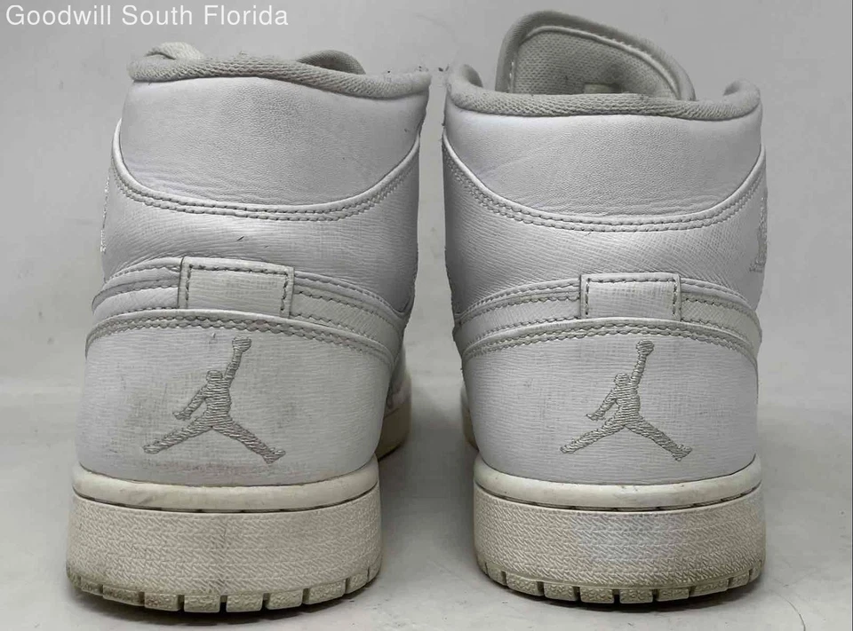 Auténticas zapatillas Nike para hombre Air Jordan 1 Mid 554724-100 blancas talla 10 Foto 4 de 4