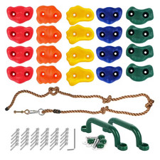 20-Piece Rock Climbing Holds Kit with Rope, Multi-Colored Grips for Indoor Outdo