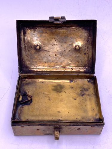 Antique brass box, with 6 compartments and a removable tray, Coin Box - Picture 5 of 8