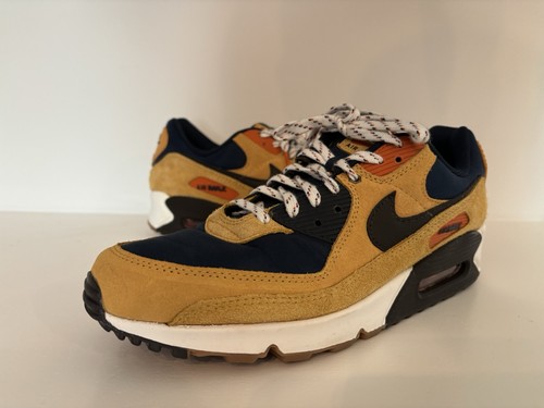 Nike Air Max 90 Bucktan Navy Orange Wheat Suede DZ5175-200 Men's Size 12