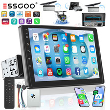 Single 1Din 9" Touch Screen Stereo Bluetooth Radio Apple CarPlay Android Auto BT