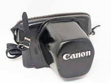Vintage CANON Black Leather Camera Case Hard Shell Made in Japan