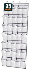  35 Clear Large Pockets Over The Door Shoe Organizer Sturdy Oxford Fabric White