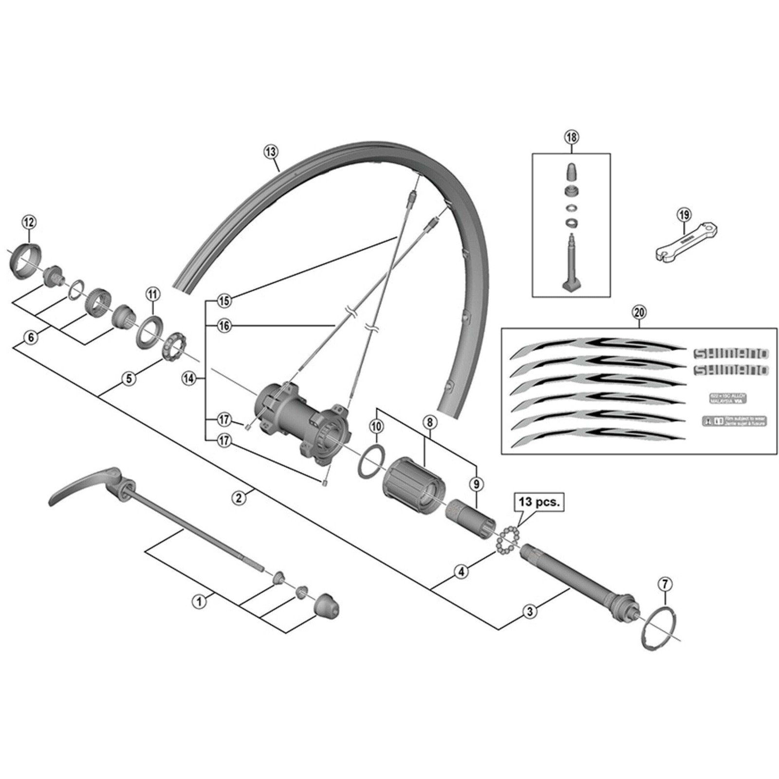 Shimano Spares WH-RS500-TL-R left hand spoke, 305 mm, with plug and washer