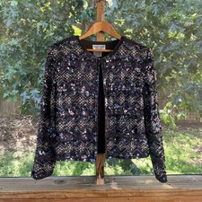 Adrianna Papell Women's Vintage 100 Silk Sequined Jacket Size M/L
