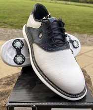 *NEW* Footjoy Traditions Golf Shoes, White/Camo Blue, UK Size 8.5, PGA SELLER