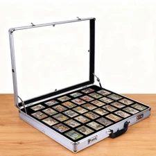 Large Table Top Display Box w/ Password Lock Aluminum Acrylic Showcase for Cards