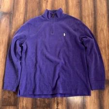 Polo Ralph Lauren Quarter Zip Sweater Mens XL Purple White Pony Long Sleeve
