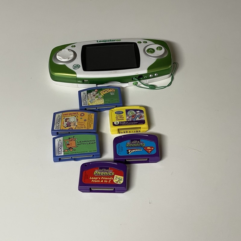 LeapFrog Leapster GS Green Console + Various Leapster Games Untested