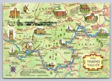 Vintage The Thames Valley Illustrated Map Postcard by M.F. Peck