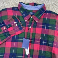 Crown Ivy Men Plaid Button Down Shirt Long Sleeve Classic Fit Rous Red XL NWT