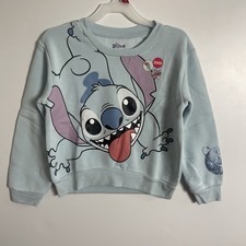 Disney Stitch Sweatshirt Kids Girls Patch Pullover Light Teal Small 6/7