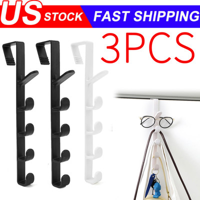 3x Hooks Behind The Door Without Drilling Hook Bedroom Clothing Home StorageHook