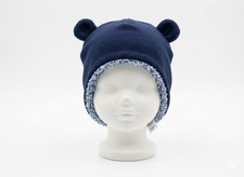 Toddler Boy Winter Trapper Hat Blue Bear Ears Fleece Warm Sherpa Lined 1-3 Years