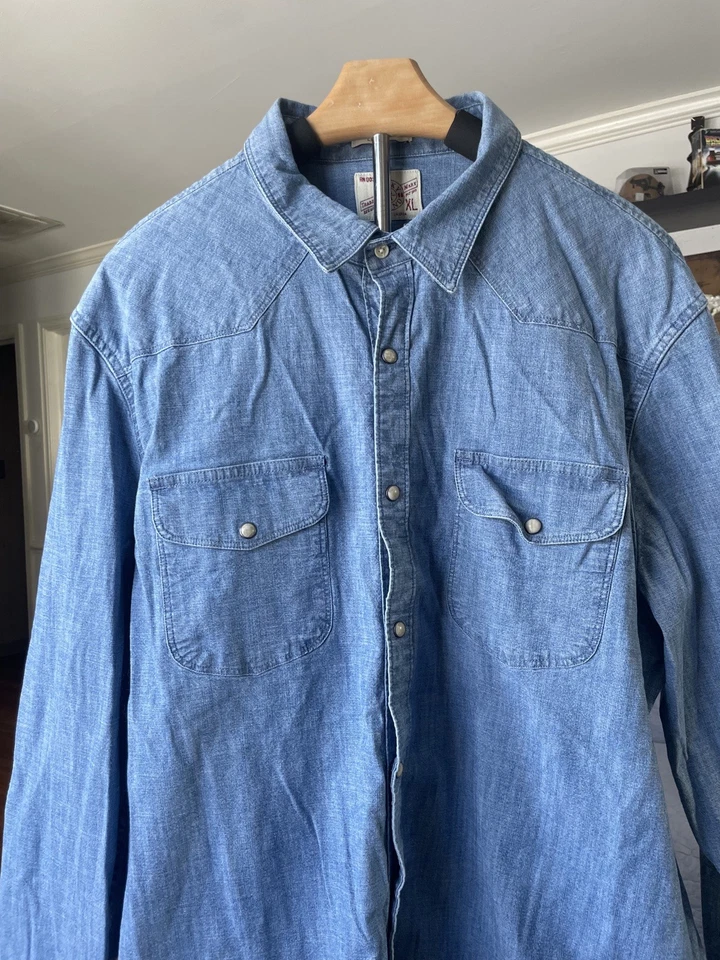 Camisa Western Vintage Lucky Brand Para Hombre XL Denim Calce Clásico Perla A Presión Y2K Foto 3 de 4
