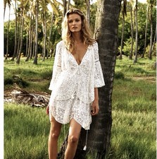 Zimmermann Dress White Lace Scallop Hens Wedding Boho Floral Bridal Size 2