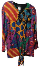 VINTAGE MACYS CAROLE LITTLE PATCHWORK PRINT OVERSIZED TUNIC WOMENS SZ 14/16