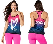 Zumba Love Mesh Bubble Tank - Shocking Pink ~ XS  S  M  L  XL  XXL ~ New!