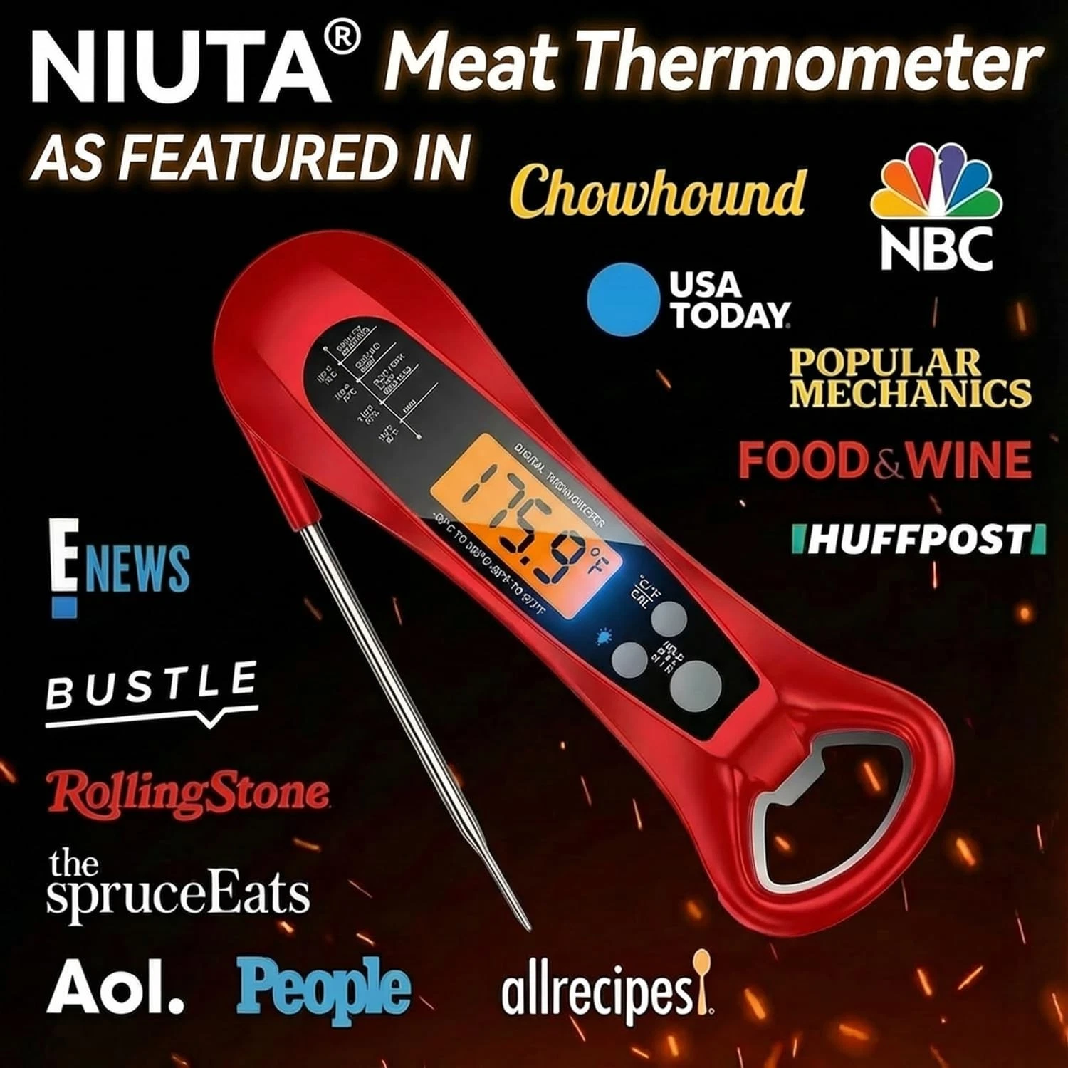 Therm Pro® Meat Thermometer Digital, 1 Sec Instant Read, NIST® Certified Accurat