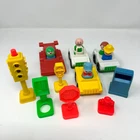 Vintage Fisher Price Little People Main Street Accessories & Cars Lot | #2500
