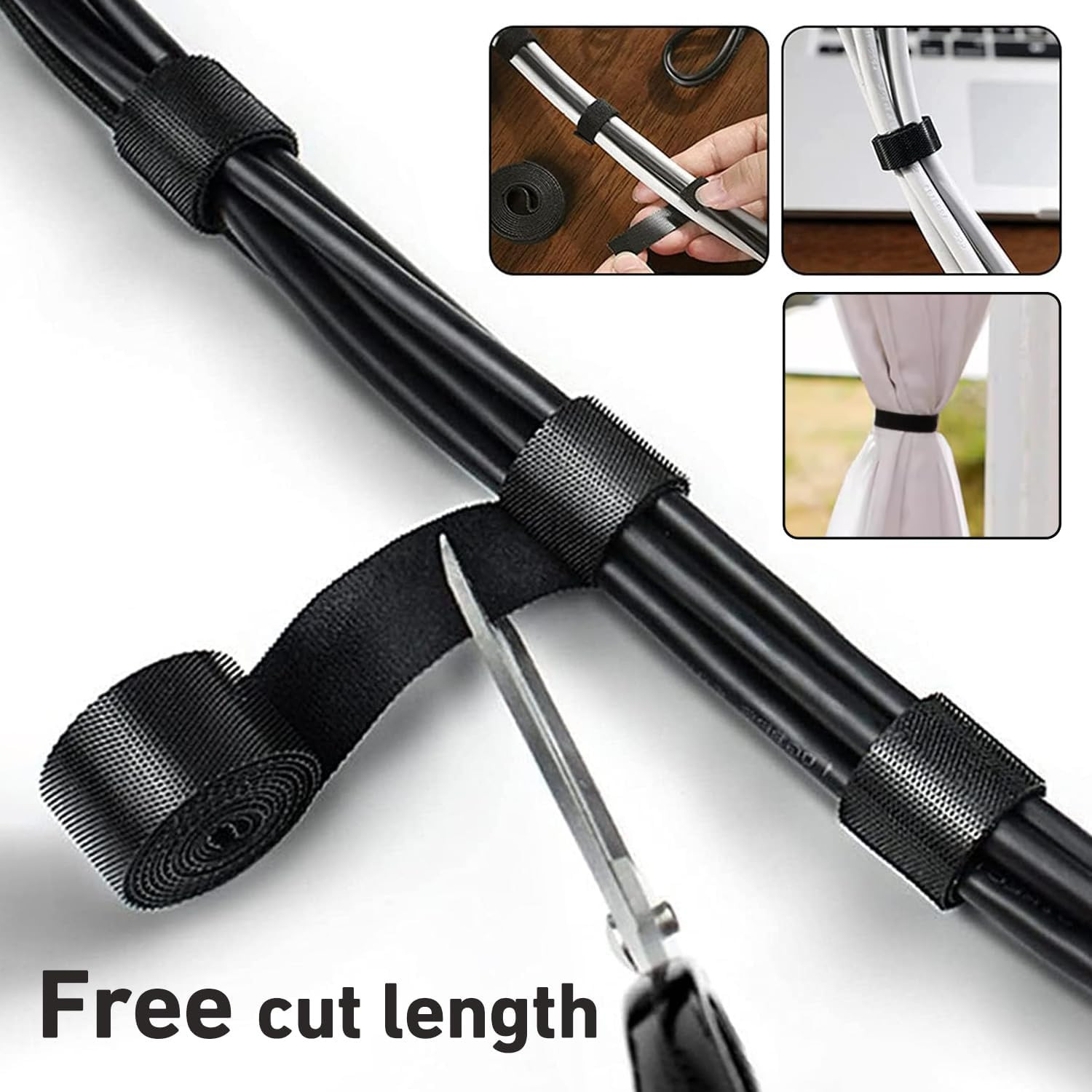 164Ft X 1/2 Inch Reusable Fastening Cable Ties,  Hook and Loop Roll, Self-Grippi