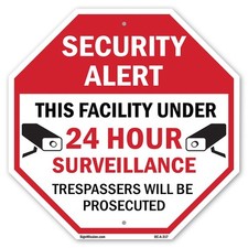 Security Alert This Facility Unde Octagon Sign Weather Resistant Made in the USA